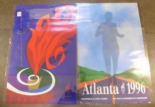 Olympics, two 22 x 34" wall posters promoting Atlanta 1996, by Favermann Design & Murrell Design