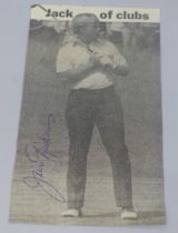 Golf; a Jack Nicklaus autographed cutting