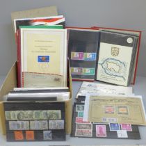 Stamps; a box of stamps, covers, presentation packs, etc.