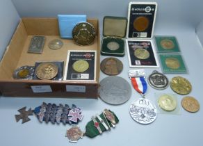 A collection of medallions including 1969 Investiture, etc.