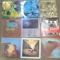 Twelve prog rock LP records