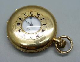 An 18ct gold half-hunter pocket watch, 85.2g