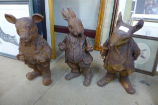 A set of three cast iron Beatrix Potter figures