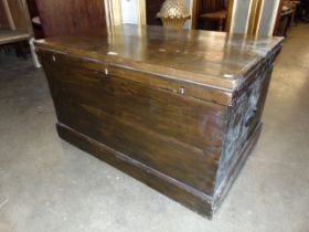 A Victorian stained pine fitted tool chest