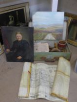 Two oil paintings, Cutty Sark prints, etc.