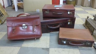 Three vintage cases and a bag
