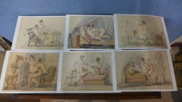 A set of eight erotic French prints, unframed