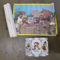 A vintage Wombles light shade and seven posters