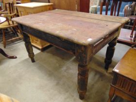 A Victorian pine kitchen table, a/f