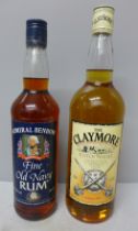 A bottle of The Claymore Scotch Whisky and a bottle of Admiral Benbow Old Navy Rum **PLEASE NOTE