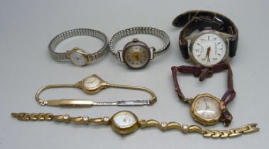 A 9ct gold cased lady's Rotary wristwatch on a plated strap, a silver cased Medana wristwatch (