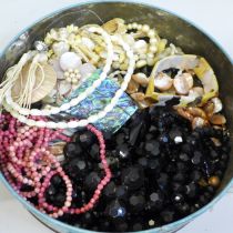 Mother of pearl, French jet and other bead necklaces