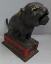 A Bulldog cast iron money bank
