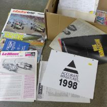 A box of ephemera, toy catalogues, 1960s, 1970s and later and Scalextric Club magazines