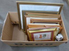 A collection of eleven prints, framed and three frames **PLEASE NOTE THIS LOT IS NOT ELIGIBLE FOR