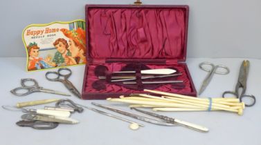 Assorted vintage needlework items