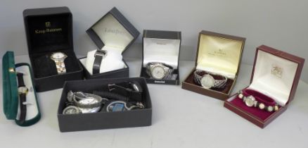 A collection of twelve wristwatches including six boxed