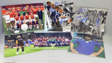 Football autographs, Nottingham Forest team photograph, dressing room with European Cup and four