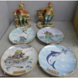 The Art of Fishing by Gary Patterson, collectors plates, set of twelve, and two Capodimonte style