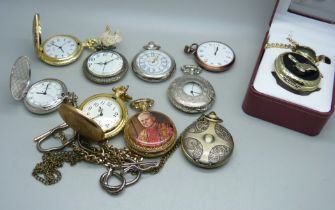 A collection of ten modern pocket watches, one boxed