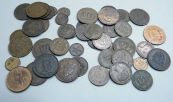 Forty-five Jersey/Guernsey pre-decimal copper coins, 1830 onwards