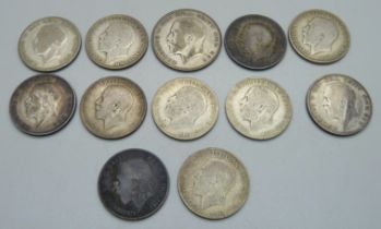 A collection of half silver florins, 133g