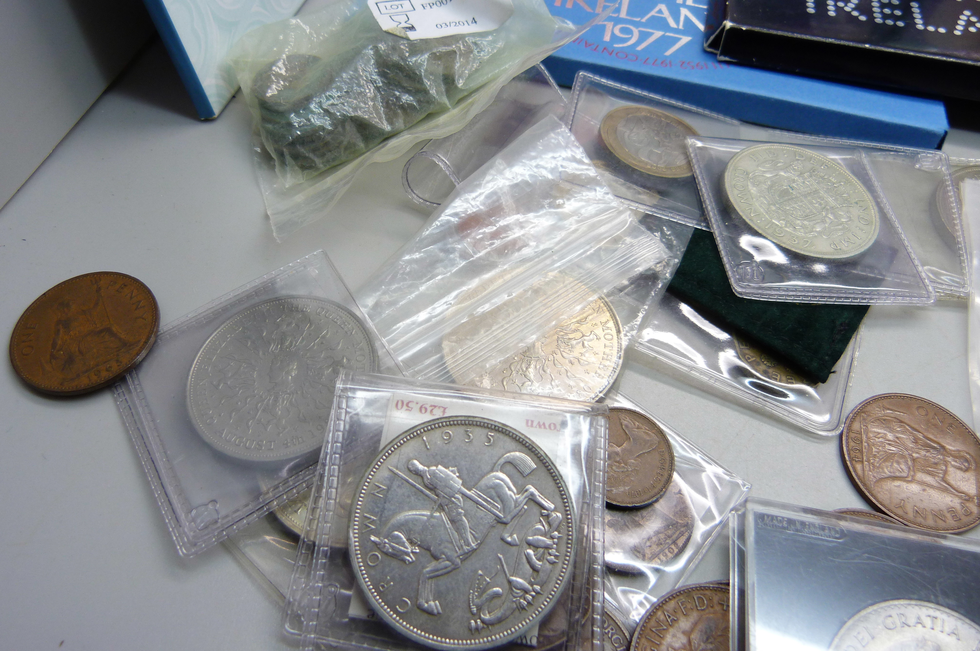Coins; UK coin sets, commemorative crowns and other coins including 1935 and 1937 crowns - Image 4 of 6