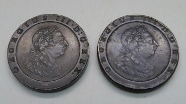 Two 1797 cartwheel two penny coins