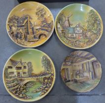 Four Bossons style wall plaques, three landscapes and one interior scene **PLEASE NOTE THIS LOT IS