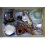 A collection of glass, china, treen, etc. **PLEASE NOTE THIS LOT IS NOT ELIGIBLE FOR POSTING AND