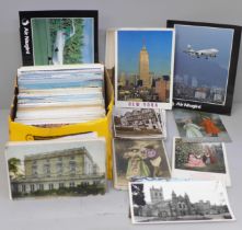 Postcards; a box of postcards, vintage to modern