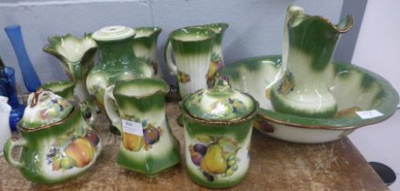 A Mayfare Staffordshire toilet set and other matching pots **PLEASE NOTE THIS LOT IS NOT ELIGIBLE