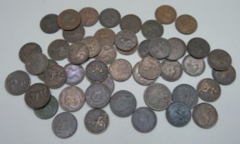 Fifty Queen Victoria and earlier farthings