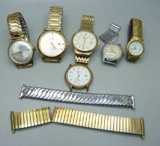 A collection of wristwatches including Rotary and Accurist, one with Bonklip strap