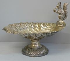 A silver plated nut dish with squirrel handle, circa 1910, WMF, Germany