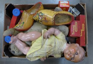 A box with mixed toys, doll, Teddy bear, bag, games, etc. **PLEASE NOTE THIS LOT IS NOT ELIGIBLE FOR
