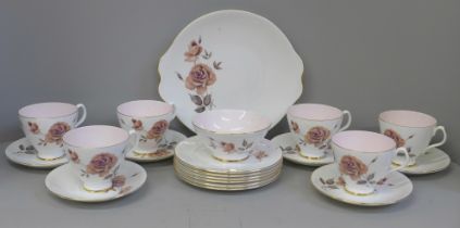 Royal Albert Prelude china, cake plate, six cups, saucers, side plates and sugar **PLEASE NOTE