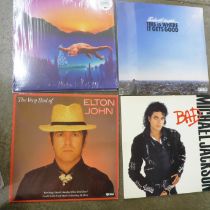 A box of LP records, some sealed including Cliff Richard, Elton John, Perry Como, etc. (30)