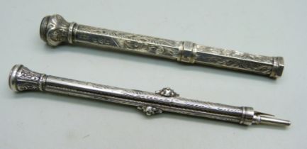 A silver combination pen/pencil, Chester 1900 and one other