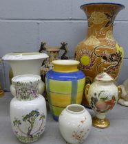 A collection of eight vases including a large oriental example **PLEASE NOTE THIS LOT IS NOT