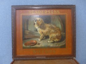 An early 20th Century Hendersons Biscuits advertising print, framed