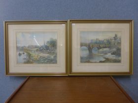 A. Godwin (ABWS), pair of Chester river landscapes, watercolour, framed