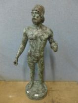 A large bronze figure of a Roman man