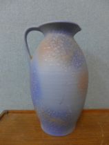 A large West German blue glazed pottery jug