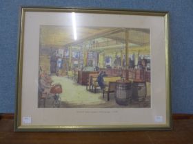 English School, Yates's Wine Lodge, Nottingham, c. 1950, watercolour, framed