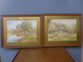 Douglas E. West, pair of landscapes, watercolour, framed