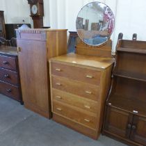 An Art Deco painted oak two piece bedroom suite, comprising; tallboy and a dressing chest