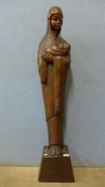 A French carved wood ecclesiastical figure