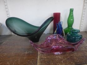 Assorted studio glassware