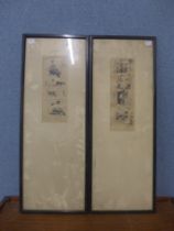 A pair of signed J.S. Wilson limited edition dry point etchings, framed